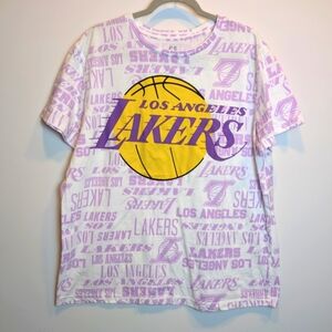 NBA Purple and White Los Angeles Lakers Short Sleeve T-Shirt Size XL